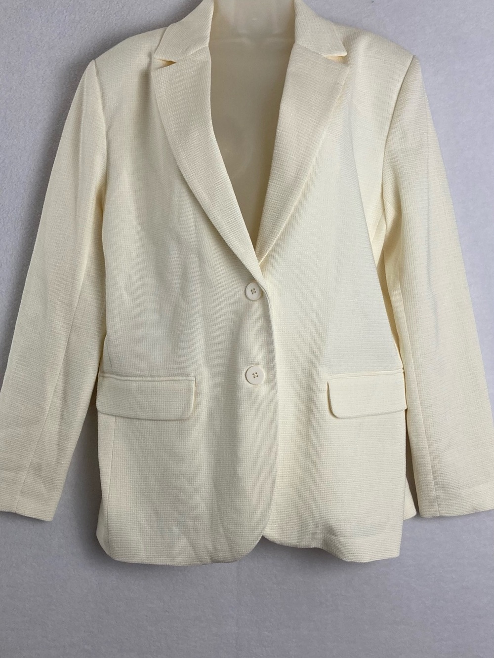 Wayf Cream Textured Two-Button Blazer